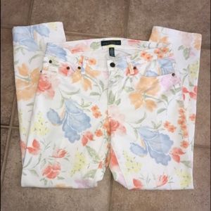 LRL Lauren Jeans Co. Floral Print Straight Jeans